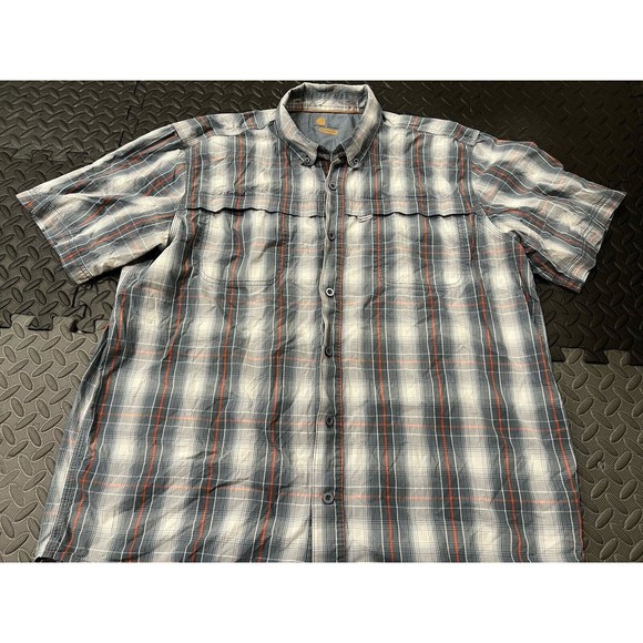 Carhartt Other - Rare Carhartt Men Work Flannel Shirt Short Sleeve Force Relaxed Fit Sz XL Plaid